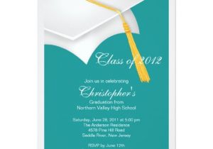 3×5 Graduation Party Invitations White Grad Cap Graduation Party Invitation Zazzle Com