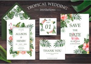 4.5 X 6.5 Wedding Invitation Template Tropical Wedding Invitation Suite Kreativ Graphic