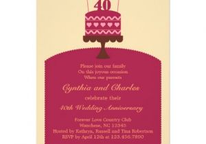 40 Wedding Anniversary Invitations 40 Wedding Anniversary Cake Invitation Zazzle