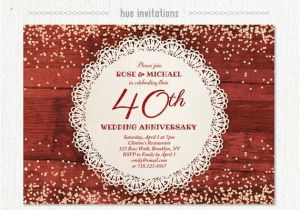 40 Wedding Anniversary Invitations 40th Wedding Anniversary Invitation Ruby Anniversary Party