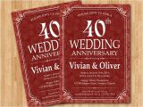 40 Wedding Anniversary Invitations 40th Wedding Anniversary Invitation Ruby Red Wedding