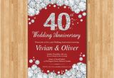 40 Wedding Anniversary Invitations 40th Wedding Anniversary Invitation Ruby Red Wedding