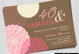 40 Year Birthday Invitation Template 40 and Fabulous 40th Birthday Invitation Pink Brown