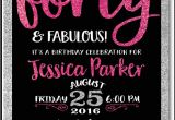 40th Bday Party Invites Pink & Black forty and Fabulous 40th Birthday Invitations
