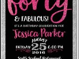 40th Bday Party Invites Pink & Black forty and Fabulous 40th Birthday Invitations