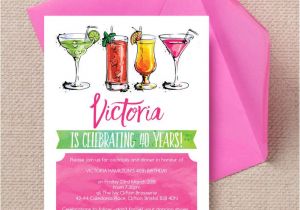 40th Birthday Cocktail Party Invitations Cocktails Drinks Party 40th Birthday Invitation From 1