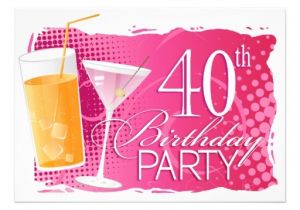 40th Birthday Cocktail Party Invitations orange and Pink Cocktail 40th Birthday Party 5×7 Paper