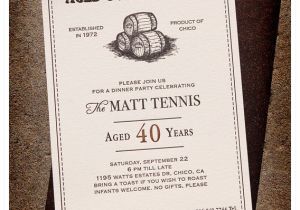 40th Birthday Dinner Invite Wording Aged to Perfection Dinner Party Letterpress Invitations
