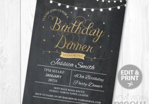 40th Birthday Dinner Invite Wording Birthday Dinner Party Invite Instant Download Any Age 30th