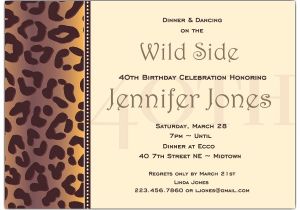 40th Birthday Dinner Invite Wording Cheetah 40th Birthday Invitations
