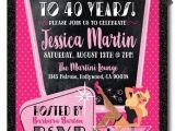 40th Birthday Invitations Female Pin Up Girl Rockabilly 40th Birthday Party Invitations