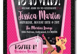 40th Birthday Invitations Female Pin Up Girl Rockabilly 40th Birthday Party Invitations