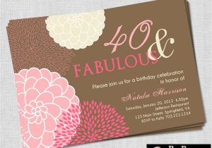 40th Birthday Invitations with Photo 40 and Fabulous 40th Birthday Invitation Pink & Brown