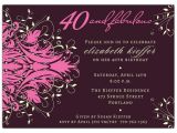 40th Birthday Invitations with Photo andromeda Fabulous Pink 40th Birthday Invitations