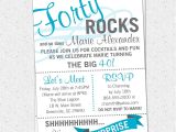 40th Birthday Invitations with Photo Printable forty Rocks Birthday Party Bash Invitation