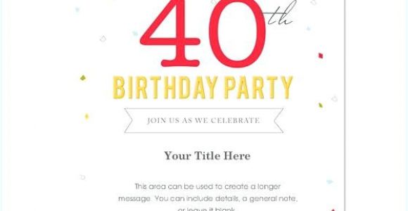 40th Birthday Invite Language Free 40th Birthday Party Invitation Templates Image