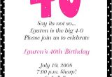40th Birthday Invite Wording 40th Birthday Party Invitations
