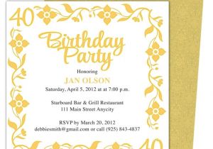 40th Birthday Party Invitations Templates Free 40th Party Invitation Template Free
