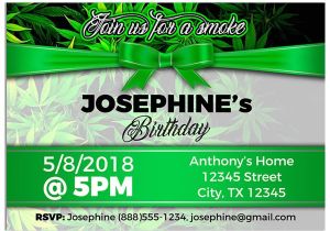 420 Party Invitations Marijuana Green Bow Birthday Party Invitations – Paper Blast
