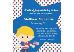 4th Birthday Party Invitations Boy 4th Of July Birthday Boy 5×7 Paper Invitation Card Zazzle