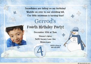 4th Birthday Party Invitations Boy Blue Snowman 4th Birthday Invitation Little Boy 39 S