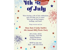 4th Of July Birthday Party Invites 4th Of July Bbq Picnic Invitation Party Zazzle
