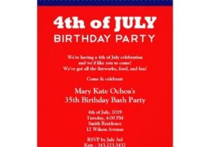 4th Of July Birthday Party Invites 4th Of July Birthday Party Invitation Zazzle