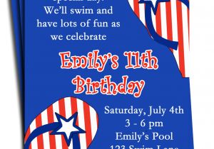 4th Of July Party Invite Fourth Of July Pool Party Invitation Printable or Printed with