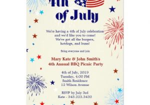 4th Of July Party Invite Wording 4th Of July Bbq Picnic Invitation Party