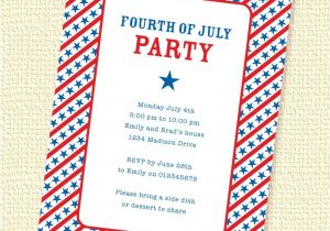 4th Of July Party Invite Wording Starry Stripes Fourth Of July Party Invitation Printable