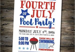4th Of July Pool Party Invite Fourth Of July Party Invitation July 4th Pool Party Bbq