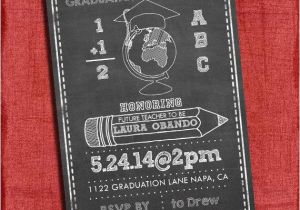 4×6 Graduation Invitations Chalk Style Teacher Graduation Party Invitation 4×6 or 5×7