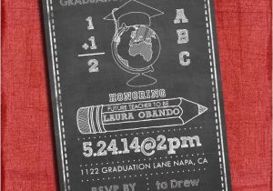 4×6 Graduation Party Invitations Chalk Style Teacher Graduation Party Invitation 4×6 or 5×7