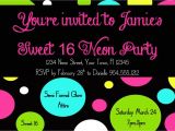 4×6 Party Invitation Templates Neon Sweet 16 Birthday Invitation Template 4×6