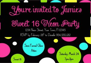 4×6 Party Invitation Templates Neon Sweet 16 Birthday Invitation Template 4×6