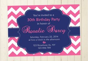 50th Birthday Brunch Invitations Navy and Pink Woman Invitation Brunch Birthday Invitation