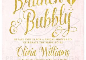 50th Birthday Brunch Invitations Pink & Gold Brunch & Bubbly Bridal Shower Invitations