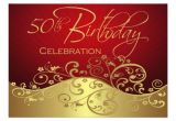 50th Birthday Invite Templates Uk Personalised Red Gold 50th Birthday Invitations 13 Cm X