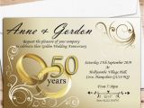 50th Wedding Invitations Designs 10 Personalised Gold Rings 50th Golden Wedding Anniversary