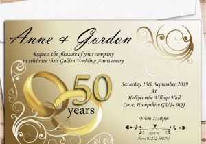 50th Wedding Invitations Designs 10 Personalised Gold Rings 50th Golden Wedding Anniversary