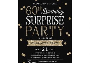 60th Birthday Brunch Invitations 60th Glitter Confetti Surprise Party Invitation Surprise