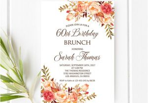60th Birthday Brunch Invitations Birthday Brunch Invitation 60th Birthday Invitation Fall
