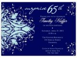 65th Birthday Invitation Verses andromeda Navy Surprise 65th Birthday Invitations Paperstyle