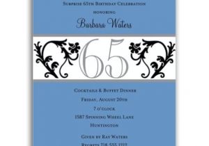 65th Birthday Invitation Verses Elegant Vine Blue 65th Birthday Milestone Invitations