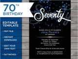 70 Year Old Birthday Invitation Template 70th Birthday Invite Customisable Birthday Invitation 70