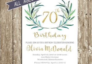 70 Year Old Birthday Invitations 70th Birthday Invitation Birthday Invitations for Woman