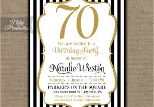 70 Year Old Birthday Invitations 70th Birthday Invitations Black & Gold Glitter 70 Seventy