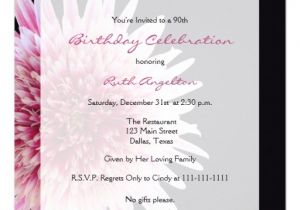 70th Birthday Brunch Invitations 90th Birthday Party Invitation Gerbera Daisy 5 25