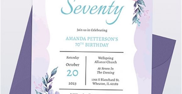 70th Birthday Invitation Template Word 70th Birthday Invitation Template Word Psd Indesign