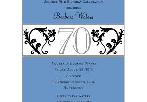 70th Birthday Invitation Wording Elegant Vine Blue 70th Birthday Invitations